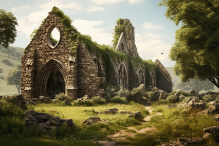 Countrysides Timeless Gem: The Enchanting Old Stone Cathedral AR 3:2の素材