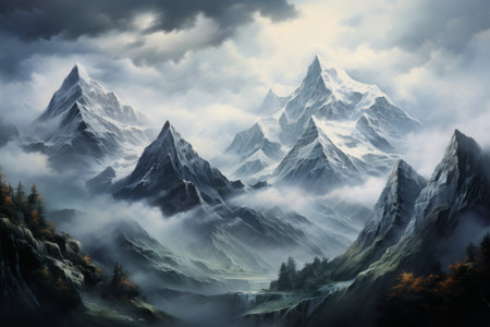 Majestic Peaks Unveiled: Exploring the Enchanting Mountains With Midst --ar 3:2の素材