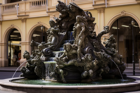 The Timeless Beauty of an Adorned Old Fountain: Exploring Sculptures in a 3:2 Aspect Ratioの素材