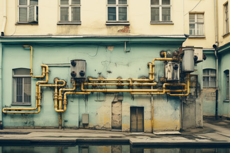 A Glimpse into the Past: Charming Multistage Building Facade with Historic Drain Pipes in Town -- ARの素材
