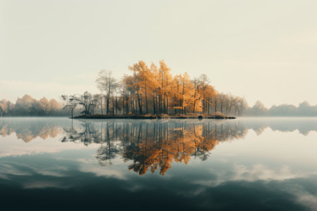 Enchanting Scenery: Captivating Panoramic Photography of Trees and Lake - AR 3:2の素材