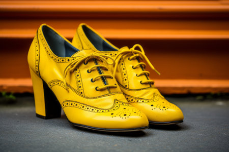 Sunny Steps: A Pair of Yellow Shoes in 3:2の素材