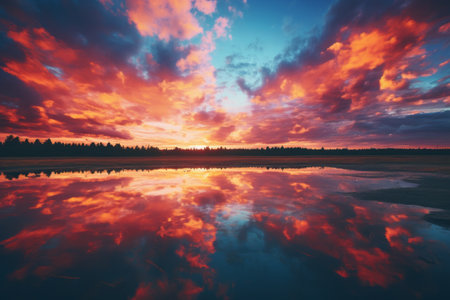 Captivating Orange and Blue Skies Embracing the Sunset --ar 3:2の素材