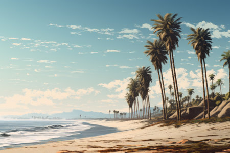 Tropical Paradise: Captivating Palm Trees at Beach â AR 3:2の素材