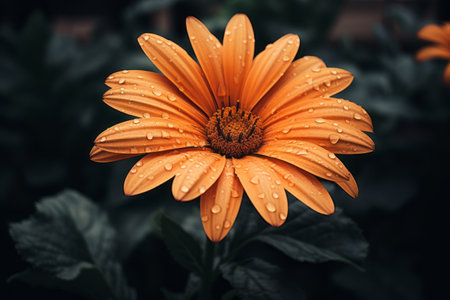Burst of Vibrant Beauty: Orange Petaled Flower in Full Bloomの素材