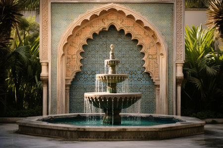 Serenity Unleashed: The Outdoor Fountain at a Majestic Mosque --ar 3:2の素材