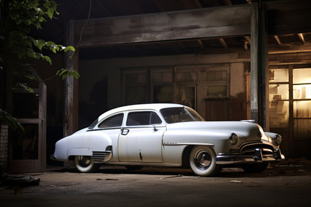 Captivated by the Parked White Coupe: An Artistic 3:2 Perspectiveの素材