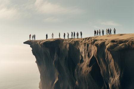 Capturing the Breathtaking View: People Standing on Cliff âar 3:2の素材