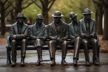 Capturing Moments of Reflection: People Sitting on Bench - AR 3:2の素材