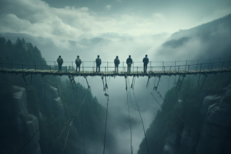 Connecting Souls: A Captivating Glimpse of People on Bridgeの素材