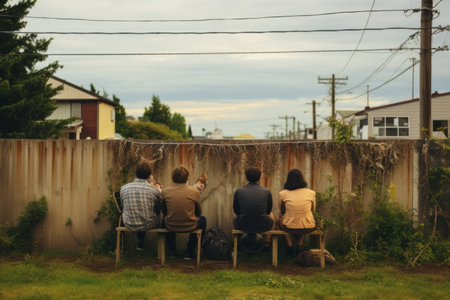 Framing Moments: Capturing Peoples Tranquil Moments Sitting Beside a Fence - AR 3:2の素材