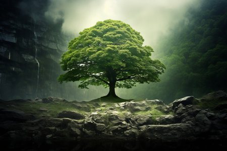 Capturing Natures Beauty: Green Tree Photo in AR 3:2 Perspectiveの素材