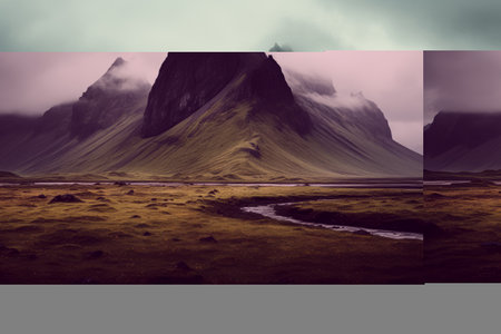 Majestic Mountain Range Adorned by a Gray Sky: Captivating Landscape Photography in a 3:2 Aspect Ratの素材