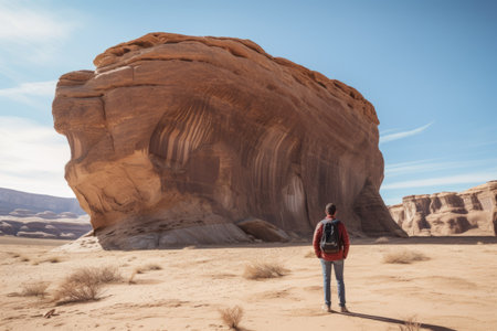 Awe-Inspiring Man Gazing Upon Majestic Rock Formationの素材