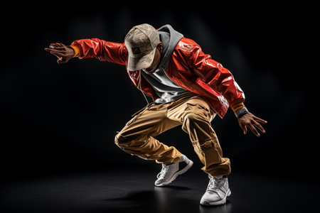The Rhythmic Moves of a Hip Hop Maestro: Capturing a Dynamic Dance Performanceの素材