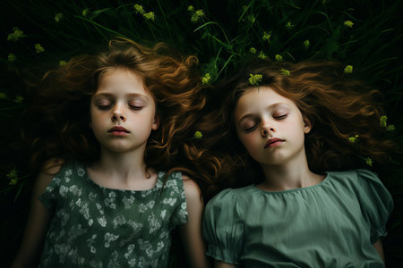 Childhood Dreams Blossoming on the Green Grass Field --ar 3:2の素材