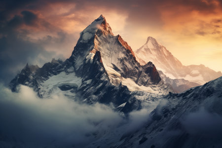 Majestic Cloud-Covered Mountain Alps: Captivating Views in AR 3:2の素材