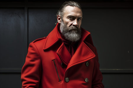The Enigmatic Charm of the Man in the Red and Brown Coat: A Captivating 3:2 Perspectiveの素材