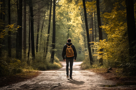 Journey into Natures Sanctuary: An Enchanting Stroll Along the Forest Pathの素材