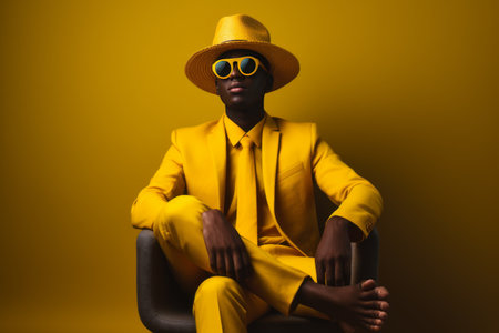 The Vibrant Man: A Captivating Yellow Outfit --ar 3:2の素材