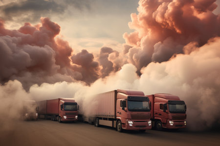 Serene Skies Over Parked Trucks: AR 3:2 Editionの素材