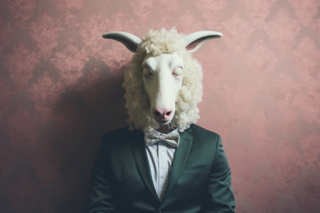 The Intriguing Encounter: Man Encounters an Upside Down Sheep Mask at 3:2 AMの素材