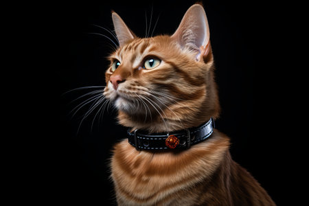 The Stylish Orange Tabby: A Fashionable Feline in a Black Collarの素材
