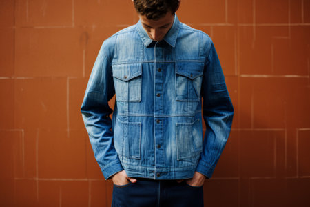 Discover the Perfect Blend of Style and Comfort with Our Mens Blue Denim Button Up Jacket âar 3:2の素材