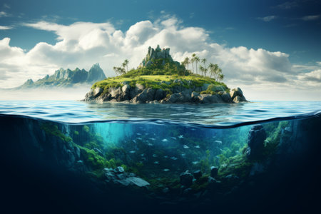 Vibrant Daytime Exploration: Ocean and Island in Spectacular AR 3:2の素材