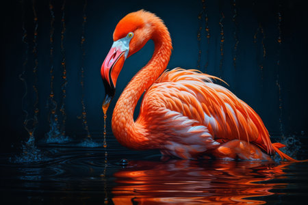 Fierce and Vibrant: Discover the Captivating Beauty of the Orange Flamingo --ar 3:2の素材