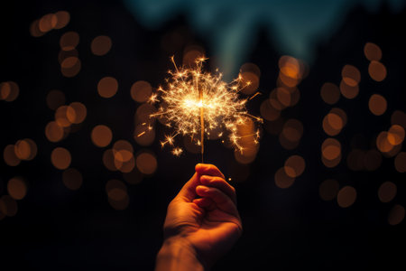 Capturing the Ethereal Glow: Person Holding Lighted Sparkler in 3:2 Aspect Ratioの素材