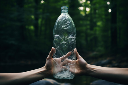 The Captivating Image of a Person Grasping a Clear Plastic Bottle -ar 3:2の素材