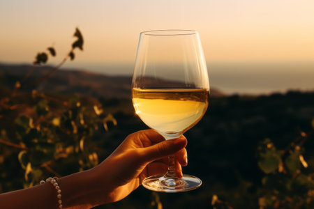 A Toast to Indulgence: A Person Delights in the Elegance of White Wineの素材