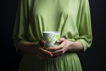 Vibrant Encounter: The Enigmatic Allure of the Green and White Cupの素材