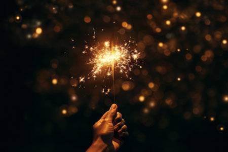 Capturing the Magic: Person Holding a Lighted Sparkler in Exquisite 3:2 Frameの素材
