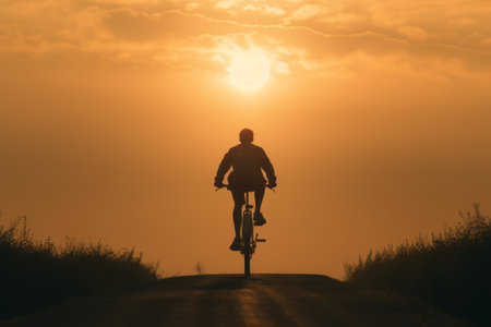 Exploring the World on Two Wheels: Person Riding Bicycle â AR 3:2の素材