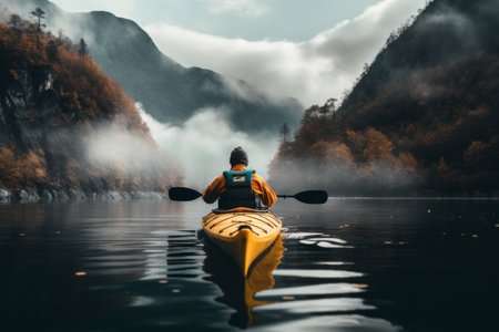 A Thrilling Adventure: Kayak Rider Conquering the Water-AR 3:2の素材