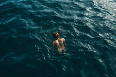 Mesmerizing Aerial Shot: Person Engulfed in Ocean Waves -- AR 3:2の素材