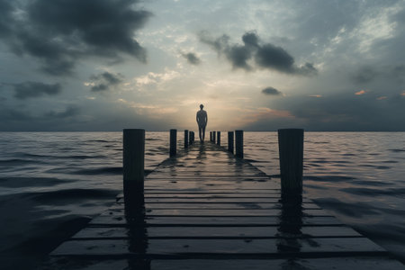A Serene Moment at the Dock: Capturing Harmony Amidst Water --ar 3:2の素材