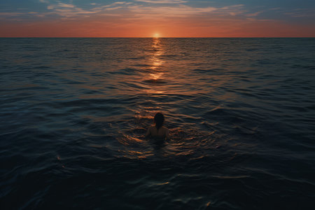 Serene Aquatic Adventure: Captivating Moments of a Person Swimming in the Oceanの素材