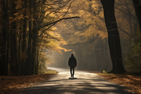 Natures Path: A Tranquil Stroll Amidst Towering Treesの素材