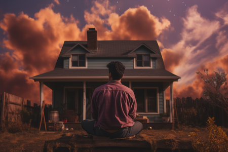 The Enigmatic Figure in Front of the Houseの素材