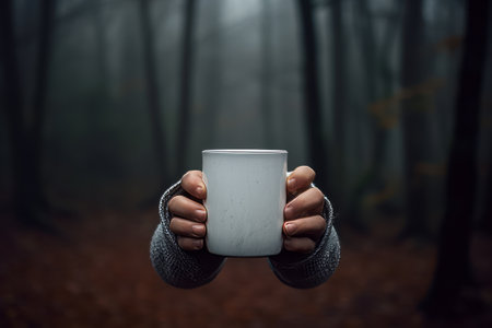 Captivating Close-up: Showcasing the White Mug in Focus Photography (Aspect Ratio 3:2)の素材