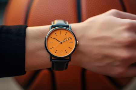 Ballin in Style: A Hooper Rockin a Classic Black Round Analog Watch on the Left Wrist!の素材