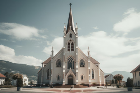 Serenity Illuminated: Capturing the Beauty of a Church During Daytime --ar 3:2の素材