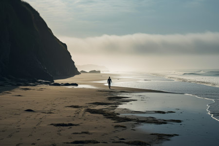 Solitary Stroll Along the Shoreline - AR 3:2の素材