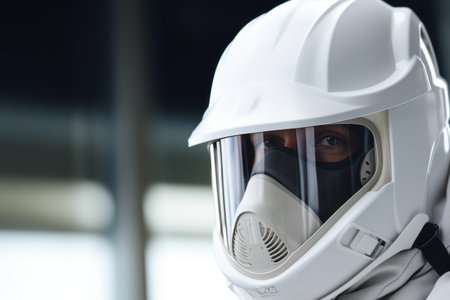 Capturing the Essence of Safety: A Person Sporting a White Helmet --ar 3:2の素材