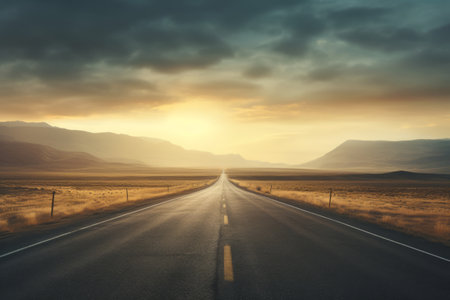 Desolate Serenity: Capturing an Empty Daytime Road in a 3:2 Snapshotの素材