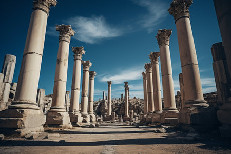Ethereal Daytime Capture: Ancient Columns in Majestic AR 3:2の素材