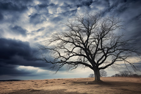 Bare Beauty: Capturing Natures Serenity Under a Cloudy Sky - AR 3:2 Photographyの素材